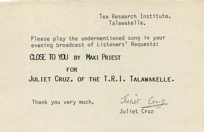 Carta postal Sri Lanka — solicitação de difusão de rádio — editor Sri Lanka Broadcasting Corporation — Verso