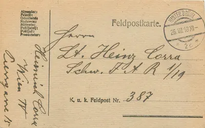 Hinterbrühl — Feldpostkarte da Primeira Guerra Mundial — Feldpost Nr. 387