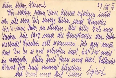 Cartolina postale militare — Feldpost di Wieneuse — 28 XII 16 — Verso