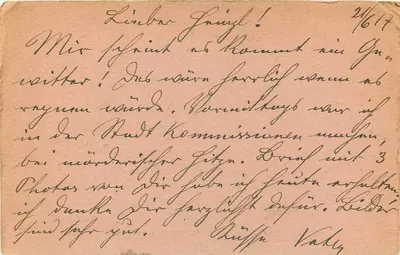 Feldpostkorrespondenzkarte — Feldpost 431 — 1. Batalhão, 2. Artilharia Pesada de Campo — Odesa, 1917 — Verso