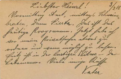 Bateria 1 — Feldpostkarte z I wojny światowej — Feldpostamt Nr. 518, Witten — Rewers