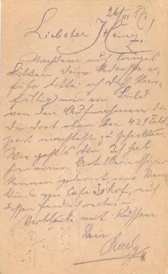 Carta postal de Feldpost do 26.11.1913 — Schützenregiment I. Linien Nr. III — Odesa — Verso
