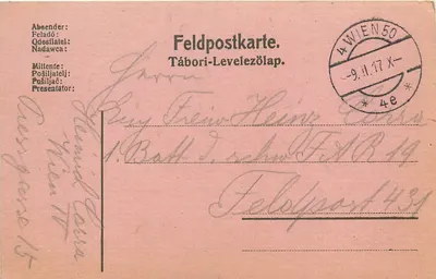 Carta postal militar húngara — Feldpostkarte — editor desconhecido, número de série não visível