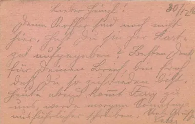 Feldpostkarte — Tábori-Levelezőlap — Wien 30.XII.16 — Verso
