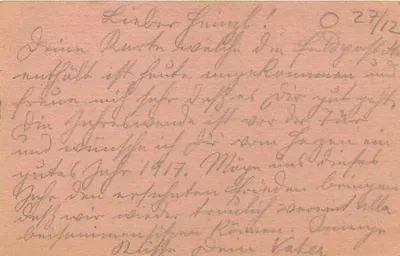 Tábori-Levelezőlap — Feldpostkarte — Tábor wojskowy — 27.XII.16-5 — Rewers