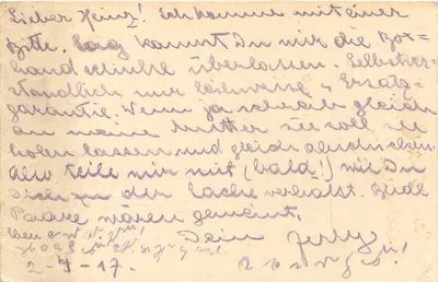 Feldpostkarte — Feldpost 431 — K.u.K. Feldpoststam 3 IV 19 — odbiorca Heinz Corra — Rewers