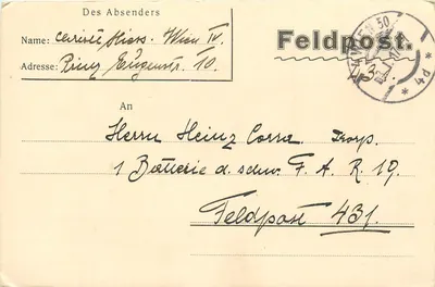 Viena — Feldpost 431 — carta postal de guerra