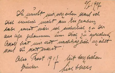 Karta pocztowa Feldpost — Wiedeń, 4.1.17-2 — 4e — przeznaczona dla Herrn Korps Heinz Corra, Feldpost 431 — Rewers