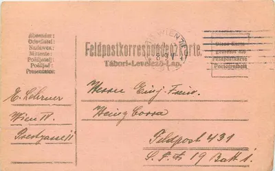 Tábori-Levelező-Kárte — Feldpostkorrespondenzkarte — editor Tábori-Levelező-Lap, datada 13.1.17