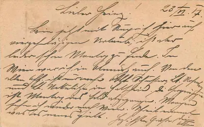 Carta postal de Feldpost — correspondência militar — editor desconhecido, número de série não visível — Verso