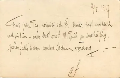 Antieke ansichtkaart Feldpost — Olonetz — gedateerd 8/5/1917 — Achterkant
