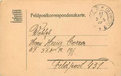Ołonów — Carte de correspondência de Feldpost — Feldpost 431