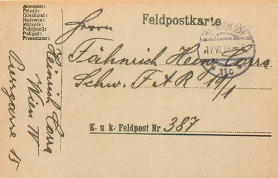 Feldpostkarte — Feldpost Nr. 387 — editor K.u.k. Feldpost