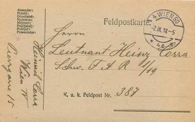 Cidade de Vršac — carta postal militar — Feldpostkarte K.u.k. Feldpost Nr. 387