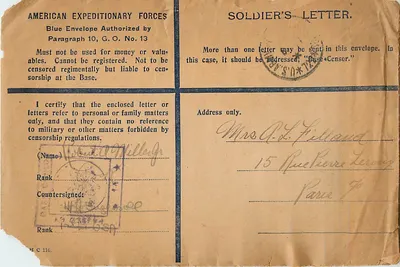 Carte postal militar americana — Carta do soldado — Editor não visível