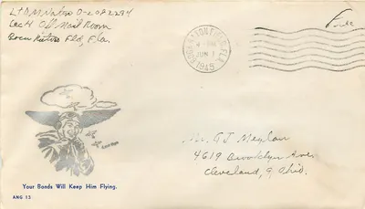 Carta postal militar — Campo de Barksdale, Flórida — ANG 13