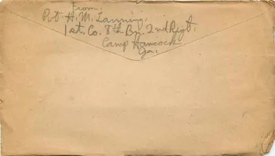 Camp Hancock — YMCA — List żołnierza do swojej żony — 1918 — Rewers