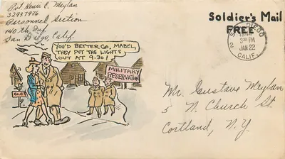Carta postal militar — San Diego, Califórnia — Soldier's Mail