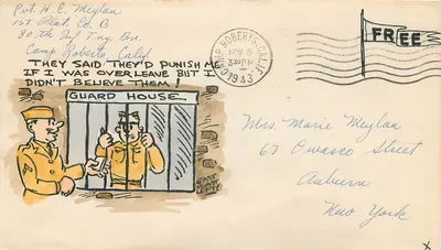Camp Roberts — Prisioneiro militar — carta postal ilustrada