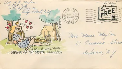 Coração militar — Camp Roberts, Califórnia — S. FREE M. — 1943