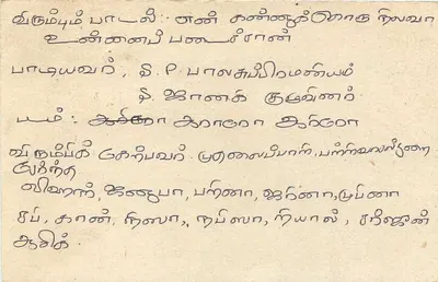 Sri Lanka — tarjeta postal con sello y texto en tamil — editor desconocido — Reverso