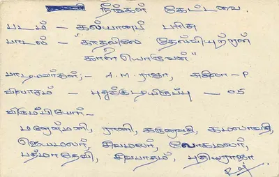 Sri Lanka — carta postal com selo e escrita manuscrita em tamil — Verso