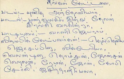 Sri Lanka — tarjeta postal con sello y texto en tamil — editor Sri Lanka Post — Reverso