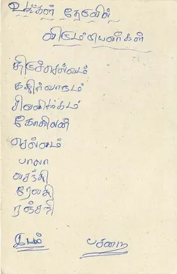 Sri Lanka — tarjeta postal con sello y texto en tamil — Reverso