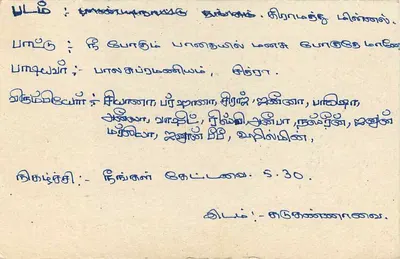 Sri Lanka — cartão postal com texto em tâmil e em inglês — editor desconhecido — Verso