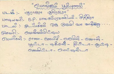 Sri Lanka — carta postal com selo e texto em tâmil — Verso