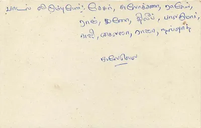 Cartolina Sri Lanka — testo manoscritto in tamil — timbro da 75 centesimi con obliterazione — Verso