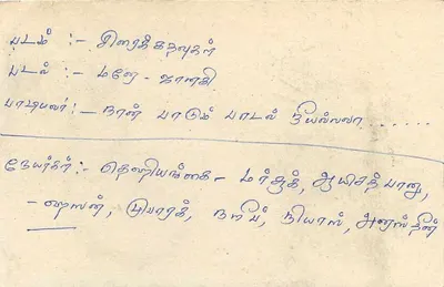 Cartolina Sri Lanka — testo in tamil — destinatario a Colombo — Verso