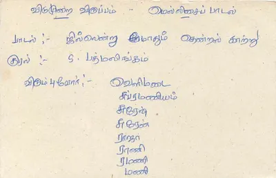 Sri Lanka — tarjeta postal con sello y dirección manuscrita en tamil — Reverso