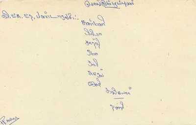Tarjeta postal Sri Lanka — texto en tamil — sello de 75 centavos — Reverso