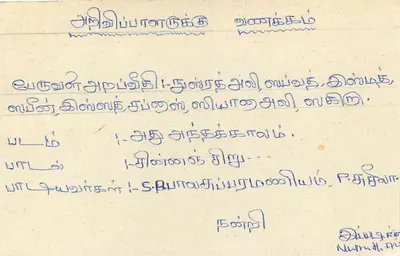 Carta postal Sri Lanka — texto em tâmil — carimbo 20 centavos — Verso