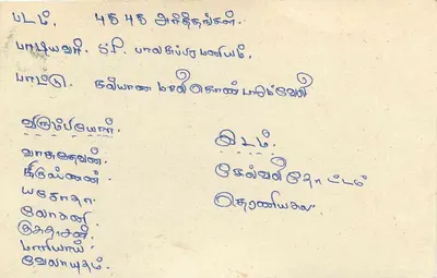 Tarjeta postal srilankesa — texto en tamil — sello de 75 centavos — Reverso