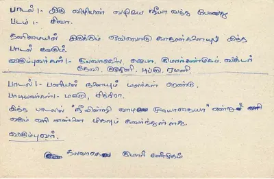 Carte postale de Sri Lanka — texte en tamoul — éditeur inconnu, n° de série non visible — Verso