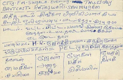 Sawaryya - Peliyagoda - Colombo - Sri Lanka — cartolina con timbro e testo in tamil — Verso