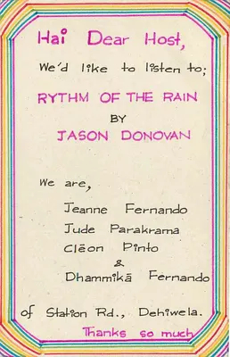 Ritmo da Chuva — Jason Donovan — solicitação de ouvintes — Sri Lanka — Verso