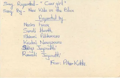 Carte postale Sri Lanka — demande de chanson — S.L.B.C. Colombo — Verso