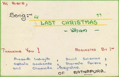 Último Natal — Wham! — pedido de fãs em Colombo — Verso