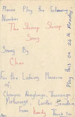 The Shoop Shoop Song — solicitação musical — Sri Lanka — Verso