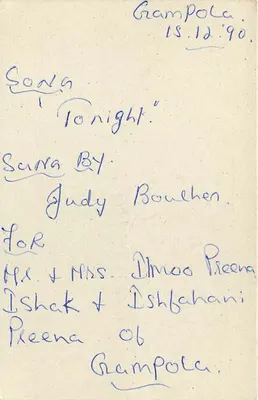 Gampola — 'Song Tonight' por Judy Bowlehen — Sri Lanka Post Card n°75 — Verso