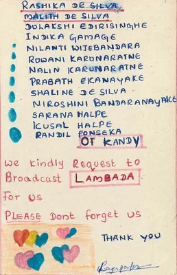 Carta postal Sri Lanka — solicitação de difusão de rádio — editor Sri Lanka — Verso