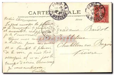 PARIS — A Avenida de L'Alma — Bilhete postal antigo n°666 — Verso