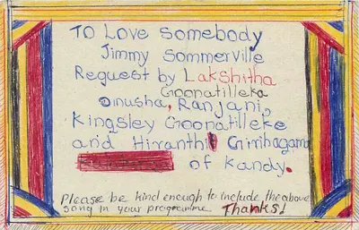 To Love Somebody — Jimmy Sommerville — solicitação de difusão — Sri Lanka — Verso