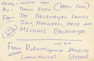 Sonrisa — Canción - Historia Escrita — Tarjeta Postal de Sri Lanka — Reverso