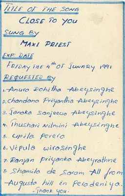 Perto de Você — cantado por Maxi Priest — solicitação de música — Sri Lanka — Verso