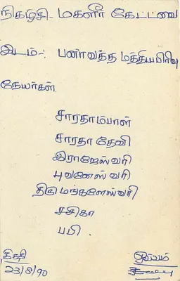 Colombo — carta postal tamil com selo do Sri Lanka — Verso
