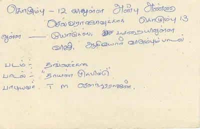 Sri Lanka — cartão postal com selo e texto em tâmil — Verso